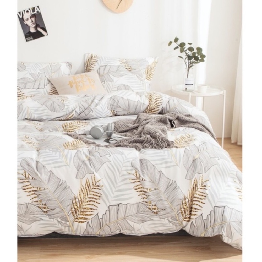 tropical palm Leaves Print Duvet Set - Picture 2 of 3